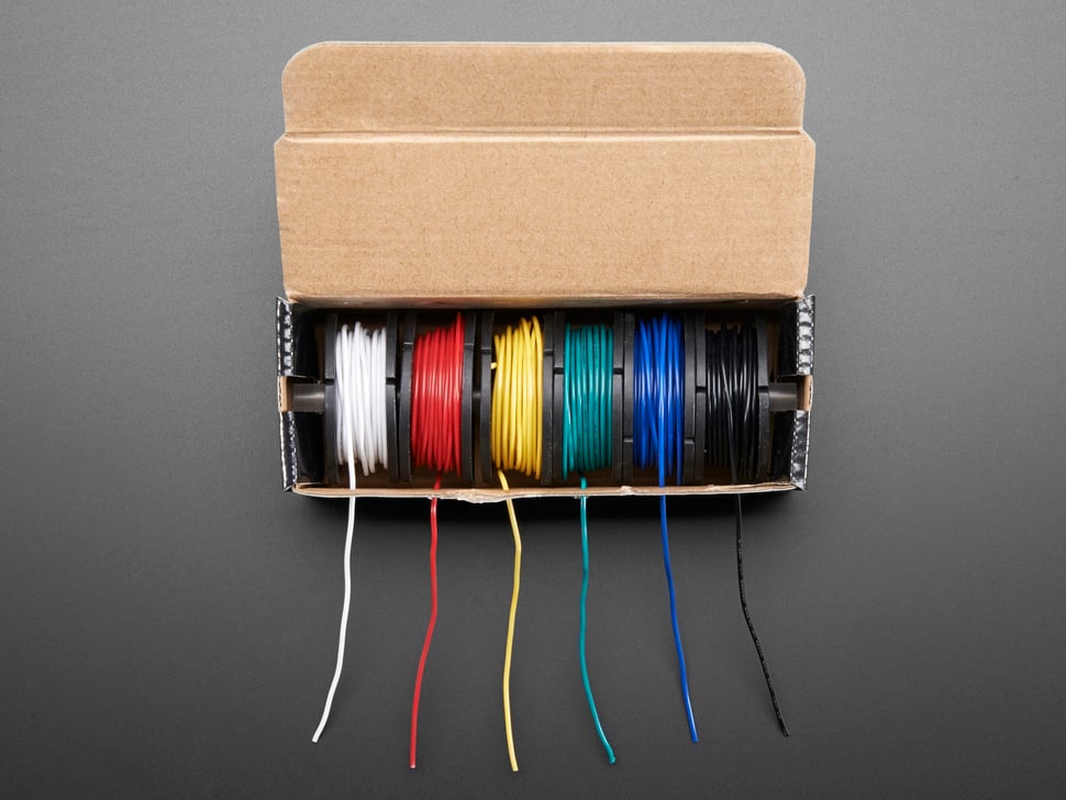 Solid-Core Hookup Wire Spool Set — 6 Colors × 25 ft