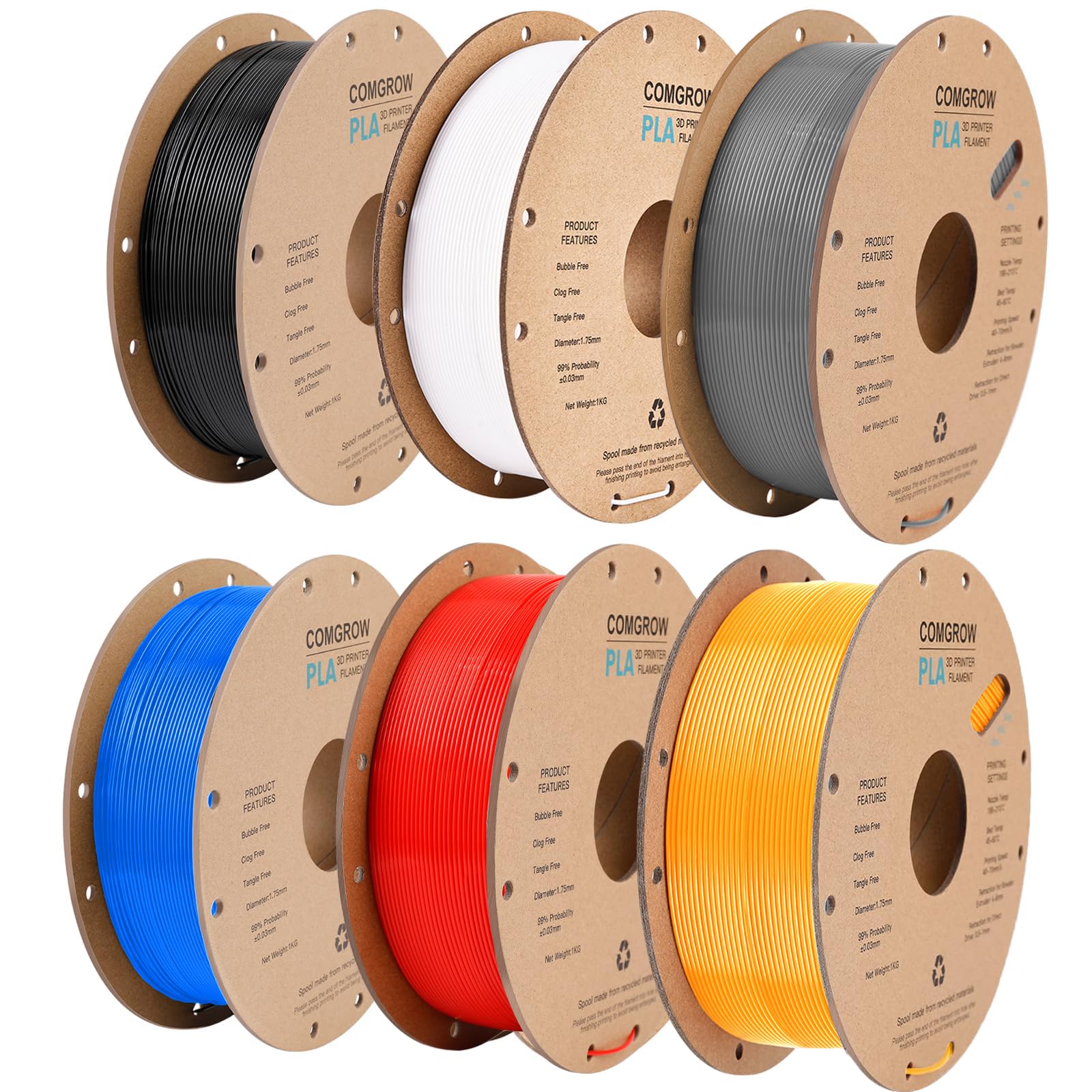 Comgrow PLA 1.75mm 1kg (Cardboard Spool)