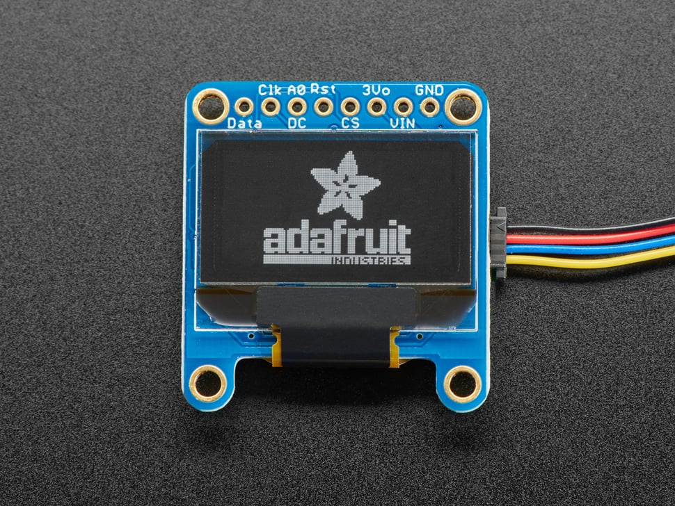 Adafruit 0.96" 128×64 OLED (SSD1306, I²C)